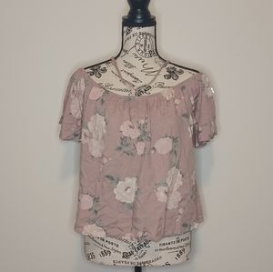NWOT Hearts Hips Women's Pink Floral Blouse, Size M